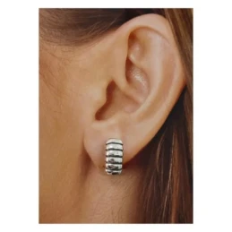 Pendientes Plata Ley 925m mujer 16 mm. oxidado bandas horizontales