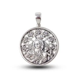Virgen del Carmen Medalla Plata Ley 925m maciza 27 mm. circonitas gra