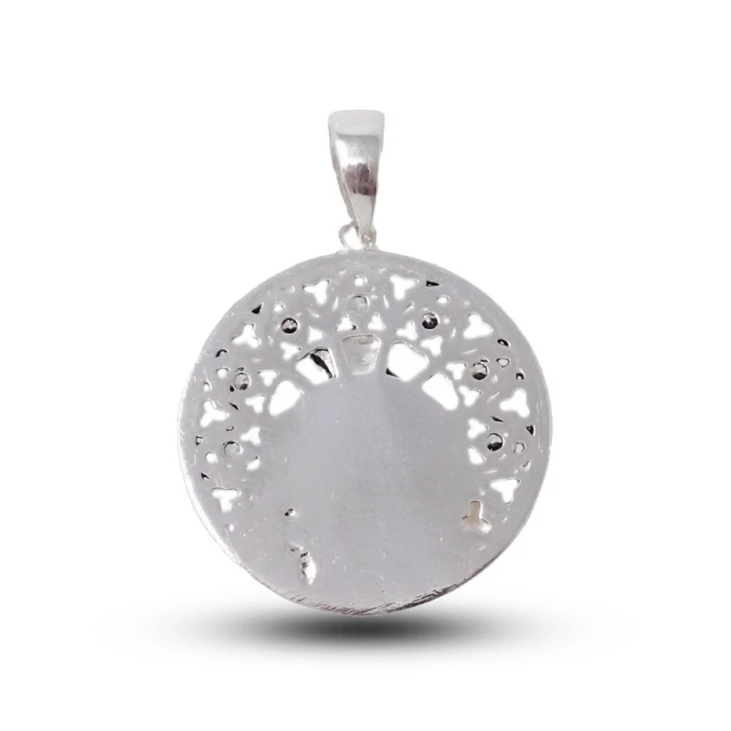 Virgen del Carmen Medalla Plata Ley 925m maciza 27 mm. circonitas gra