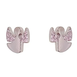 Pendientes Ángel Primera Comunión Plata Ley 925m niña 8 mm. liso alas