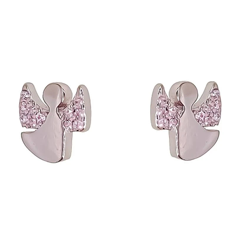 Pendientes Ángel Primera Comunión Plata Ley 925m niña 8 mm. liso alas