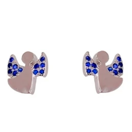 Pendientes Ángel Primera Comunión Plata Ley 925m niña 8 mm. liso alas