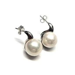 Pendientes Plata Ley 925n mujer perla shell 14 mm. combinada forma
