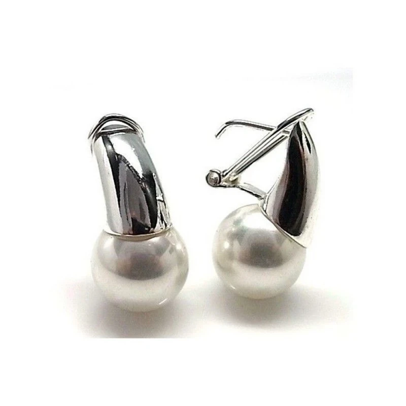Pendientes Plata Ley 925m mujer perla 12 mm. forma combinada