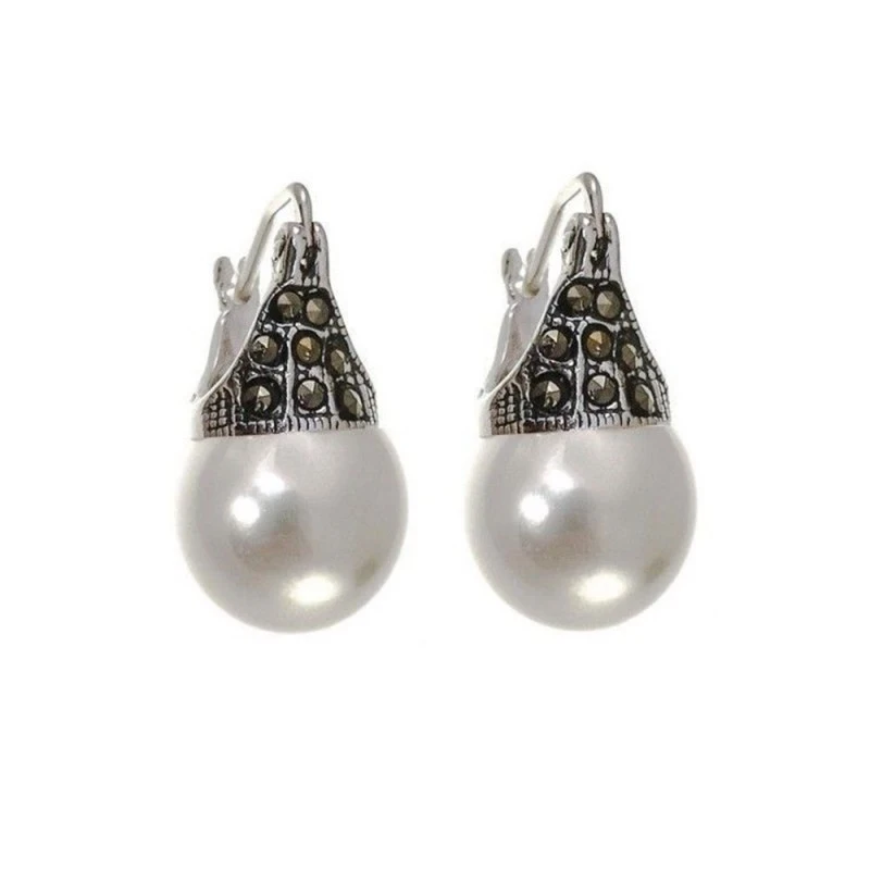 Pendientes Plata Ley 925m mujer perla combinada marquesitas combinada