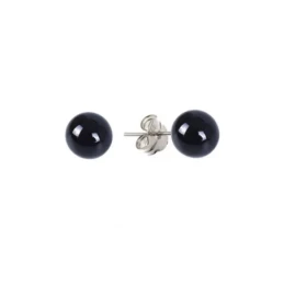 Pendientes Plata Ley 925m mujer perla color negro 8 mm.