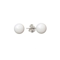 Pendientes Plata Ley 925m mujer perla color blanco 8 mm.