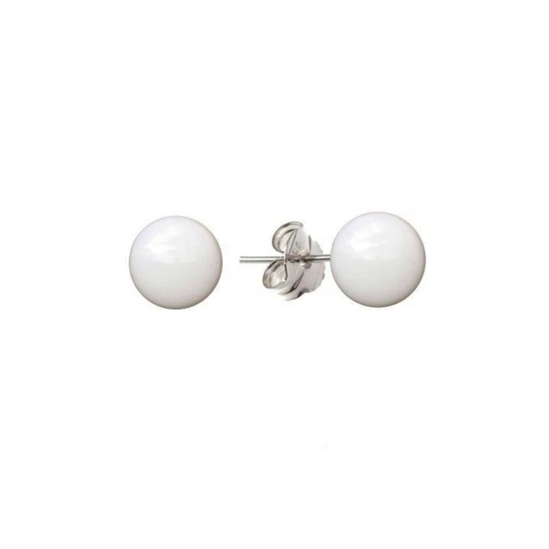 Pendientes Plata Ley 925m mujer perla color blanco 8 mm.