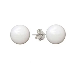 Pendientes Plata Ley 925m mujer perla color blanco 14 mm.
