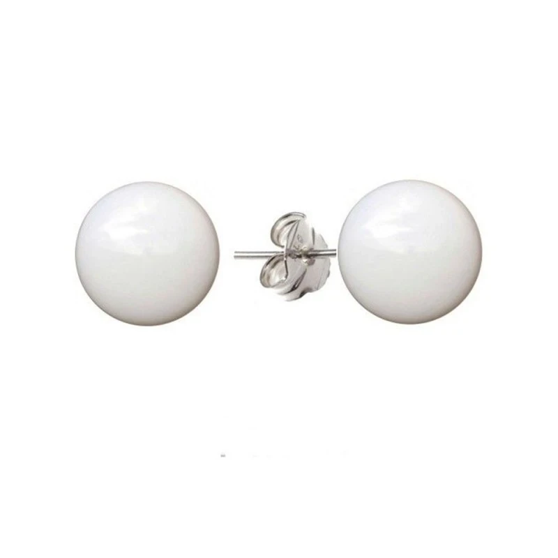 Pendientes Plata Ley 925m mujer perla color blanco 14 mm.