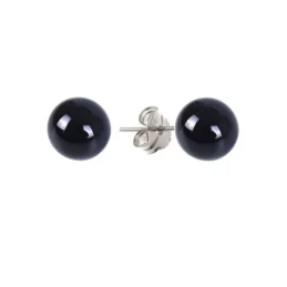 Pendientes Plata Ley 925m mujer perla color negro 12 mm.