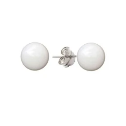 Pendientes Plata Ley 925m mujer perla color blanco 12 mm.