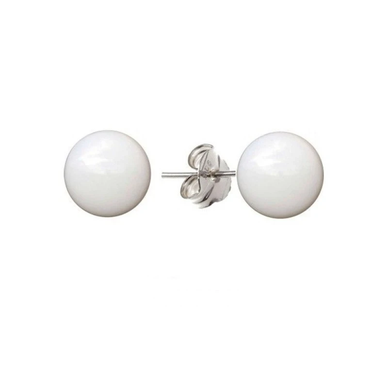 Pendientes Plata Ley 925m mujer perla color blanco 12 mm.