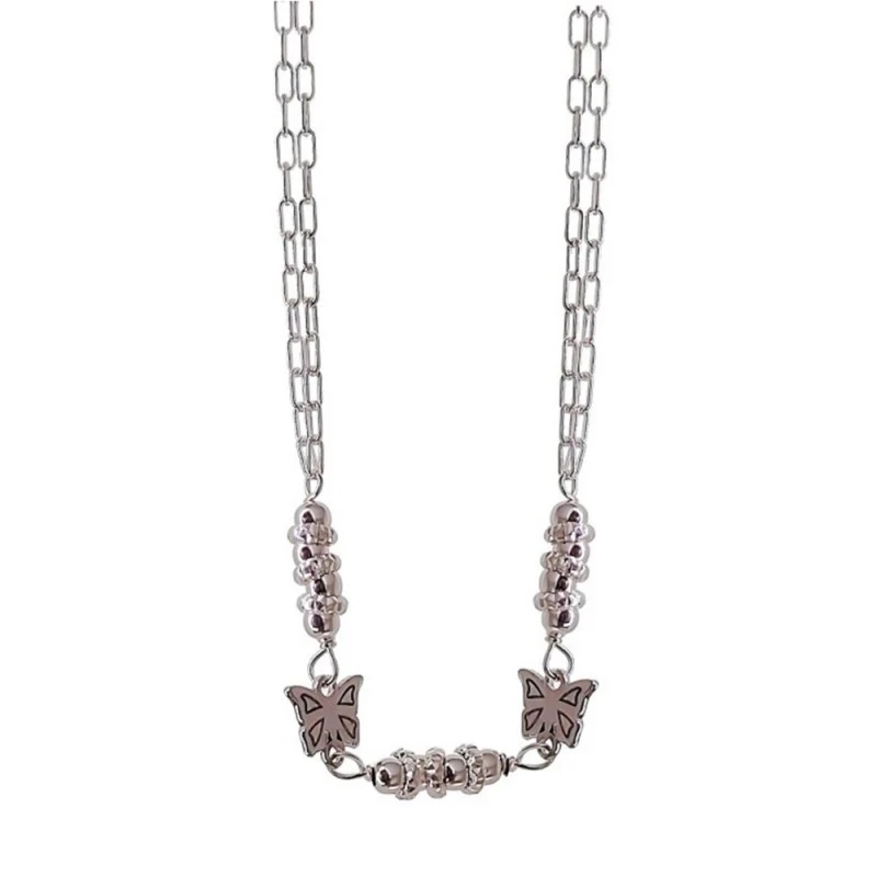 Tobillera Plata Ley 925m mujer 23 cm. cadena forzada doble entrepieza