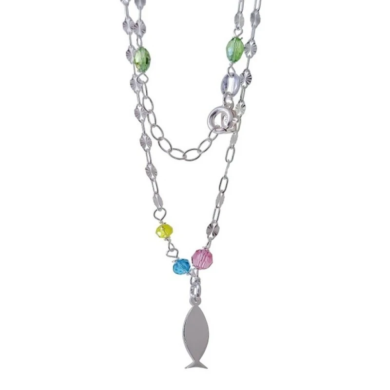 Tobillera Plata Ley 925m mujer 22 cm. cadena lumina piedra color 3.5