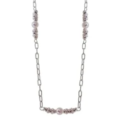 Tobillera Plata Ley 925m mujer 23 cm. cadena forzada alargada 3 perla