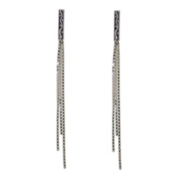 Pendientes Largos Plata Ley 925m mujer 5 cm. tres cadenas venecianas