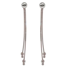 Pendientes Largos Plata Ley 925m mujer 4.5 cm. dos cadenas cola de to