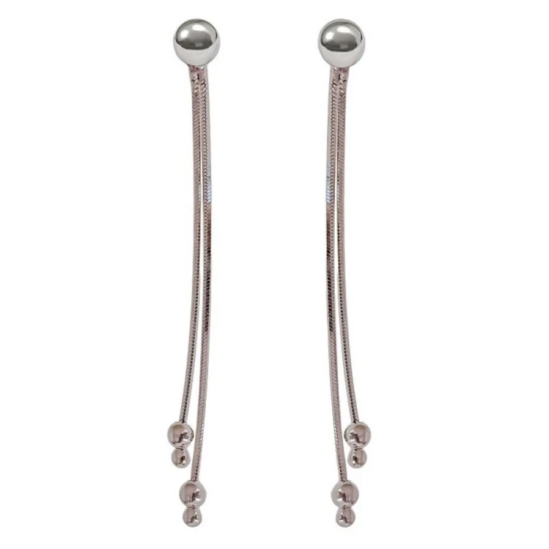 Pendientes Largos Plata Ley 925m mujer 4.5 cm. dos cadenas cola de to