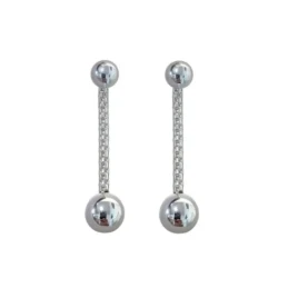 Pendientes Largos Plata Ley 925m mujer 3.5 cm. cadena coreana 2 mm. b