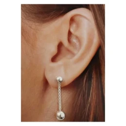 Pendientes Largos Plata Ley 925m mujer 3.5 cm. cadena coreana 2 mm. b