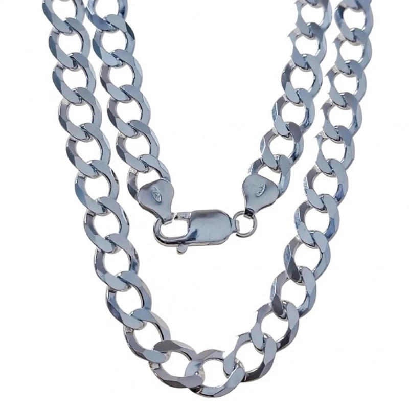 Cadena Plata Ley 925m barbada 60 cm. ancho 8.2 mm. grosor 2 mm.