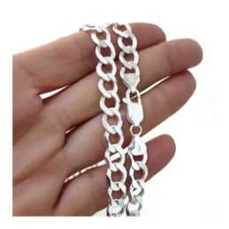 Cadena Plata Ley 925m barbada 60 cm. ancho 8.2 mm. grosor 2 mm.