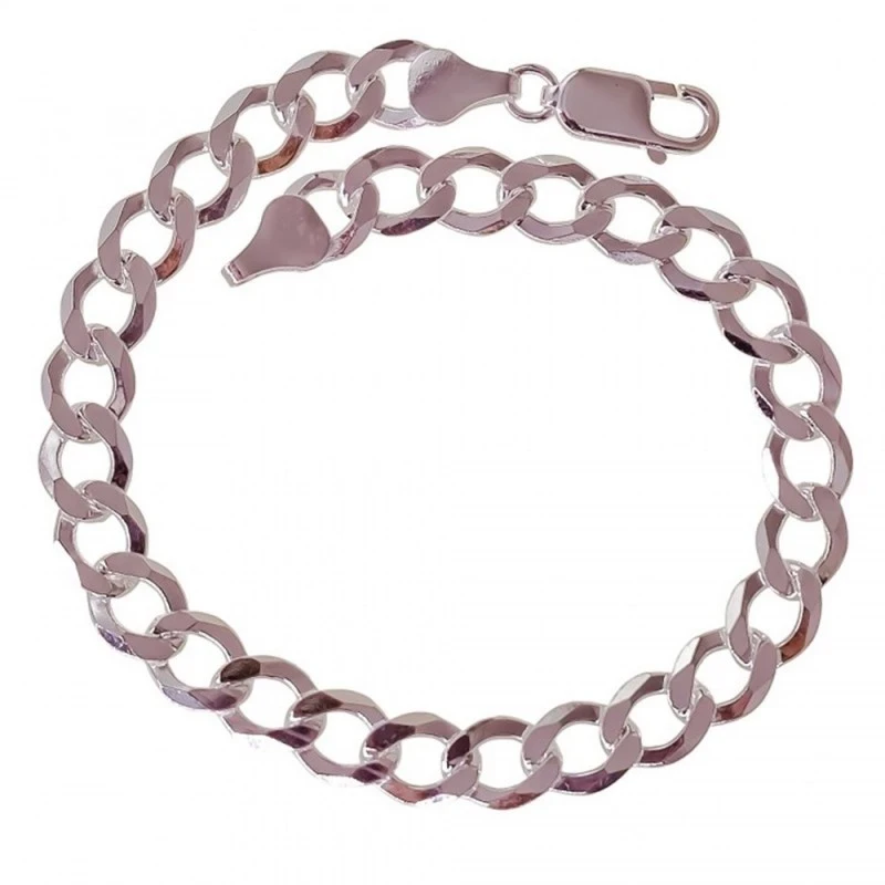 Pulsera Plata Ley 925m cadena barbada 20 cm. ancho 7 mm.