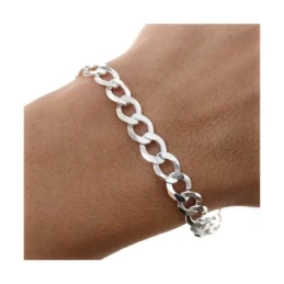 Pulsera Plata Ley 925m cadena barbada 20 cm. ancho 7 mm.