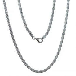 Cordón Salomónico Plata Ley 925m cadena 60 cm. ancho 4 mm.