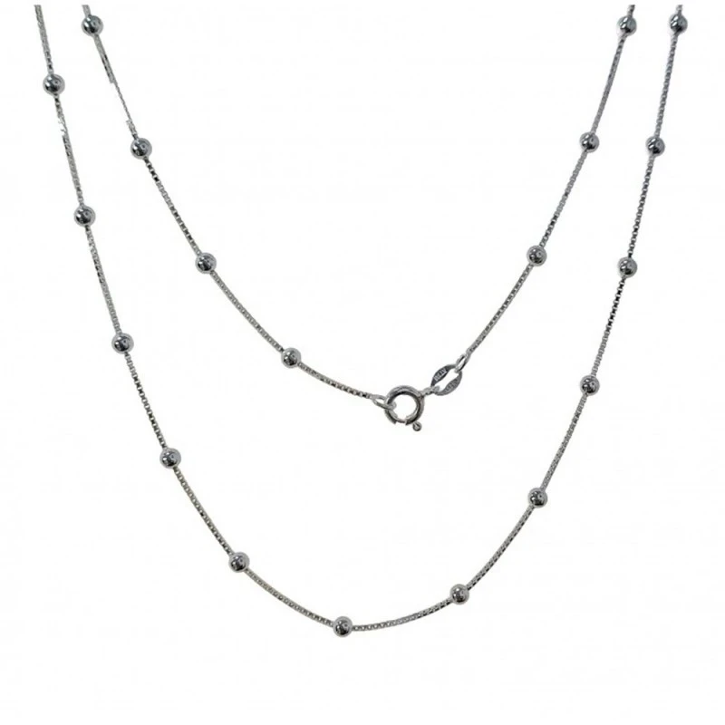 Cadena Plata Ley 925m cadano 50 cm. ancho 1 mm. combinada bolas 3 mm.