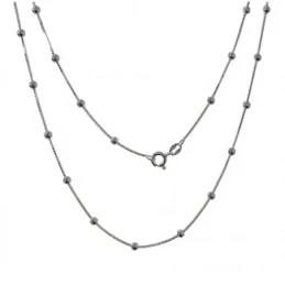 Cadena Plata Ley 925m cadano 40 cm. ancho 1 mm. combinada bolas 3 mm.