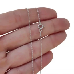 Cadena Plata Ley 925m forzada 40 cm. rodiada ancho 1 mm.