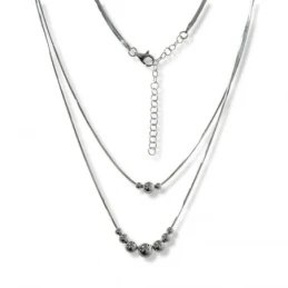 Gargantilla Plata Ley 925m mujer 46 cm. doble cadena diamantada 42cm.