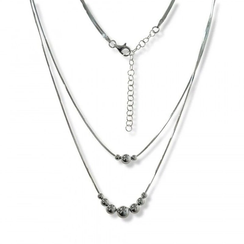 Gargantilla Plata Ley 925m mujer 46 cm. doble cadena diamantada 42cm.