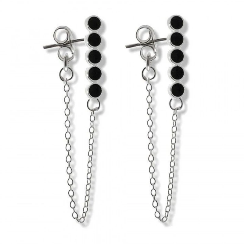 Pendientes Largos Plata Ley 925m mujer cadena barra vertical discos e
