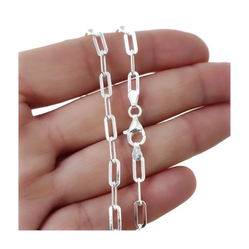 Cadena Plata Ley 925m forzada 45 cm. alargada tamaño eslabón 9 x 4 mm