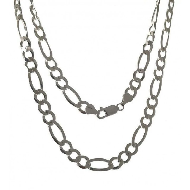 Cadena Plata Ley 925m alternada 3x1 largo 60 cm. ancho 7 mm.
