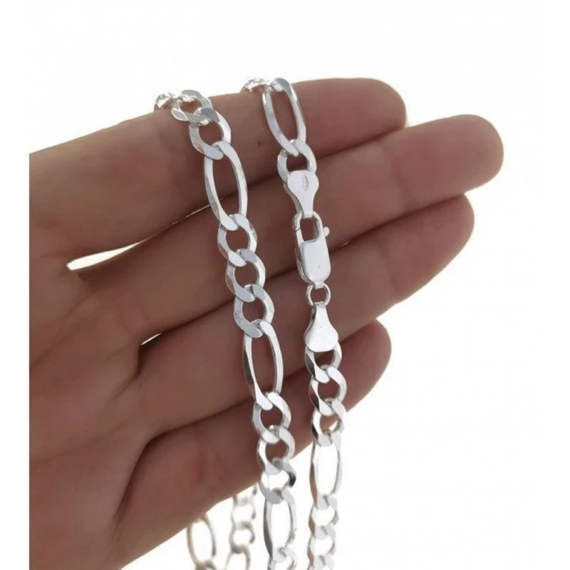 Cadena Plata Ley 925m alternada 3x1 largo 60 cm. ancho 7 mm.