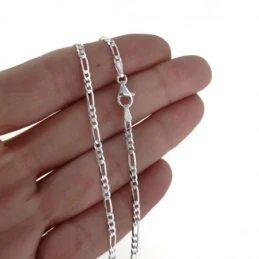 Cadena Plata Ley 925m alternada 3x1 largo 60 cm. ancho 2.5 mm.
