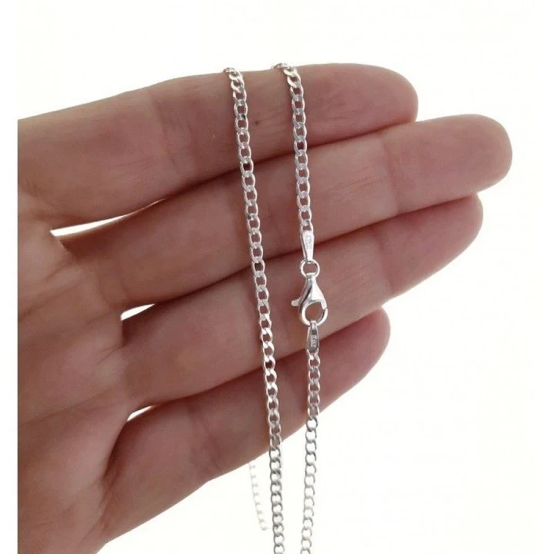Cadena Plata Ley 925m barbada 60 cm. ancho 2 mm.