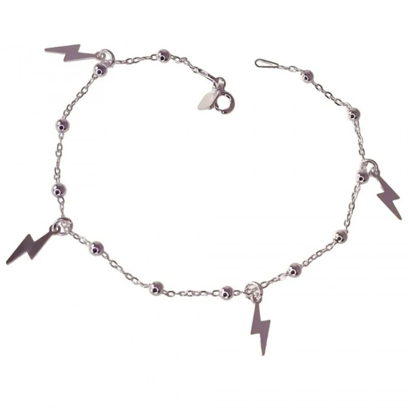 Pulsera Plata Ley 925m mujer 19 cm. cadena bolas combinadas rayos col