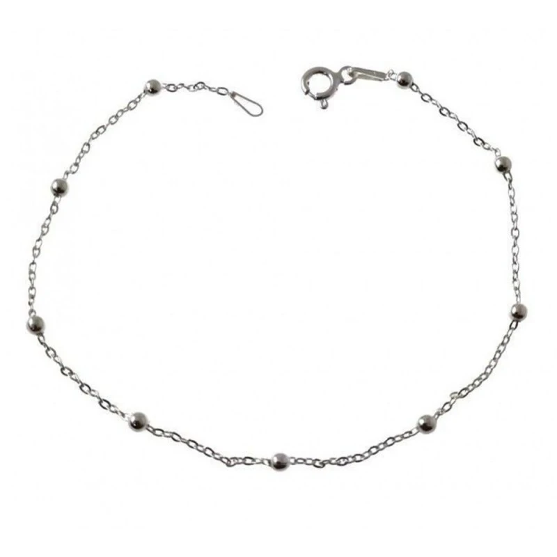 Pulsera Plata Ley 925m mujer 19 cm. cadena combinada bolas 0.25 mm. l