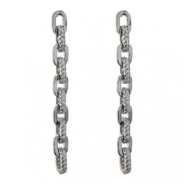 Pendientes Plata Ley 925m cadena asas ancho 4 mm. piedras microengast