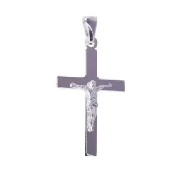 Cruz Cristo Colgante Plata Ley 925m lisa 31 mm.