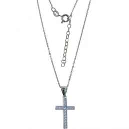Collar Plata Ley 925m mujer 41.5 cm. cadena forzada colgante cruz 20