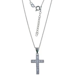 Collar Plata Ley 925m mujer 41.5 cm. forzada colgante cruz 15 mm. rod