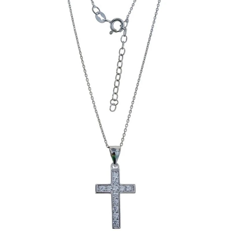 Collar Plata Ley 925m mujer 41.5 cm. forzada colgante cruz 15 mm. rod