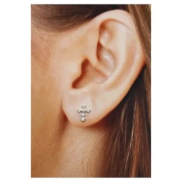 Cruz Pendientes Plata Ley 925m rodiados 10 mm. circonitas