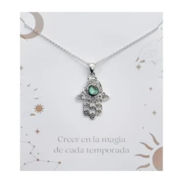 Mano Fátima Collar Plata Ley 925m mujer 42 cm. abulón centro 6 mm. ta